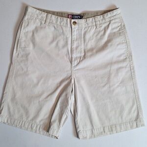 Chaps Vintage Y2K Men's Cream Flat Front Cotton Shorts Size 34